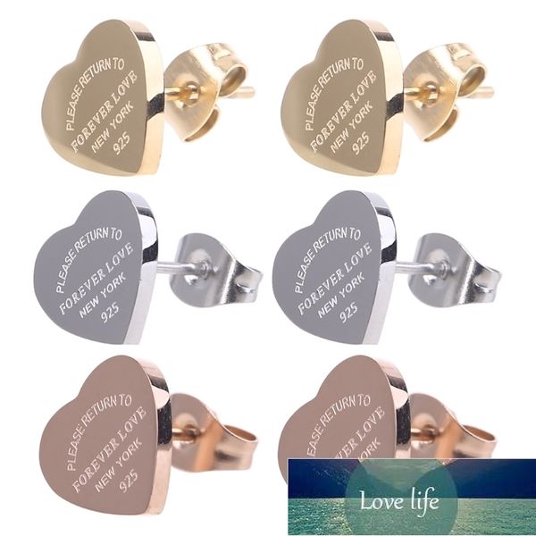 

minimalism stainless steel love forever heart stud earrings gold plating earrings party wedding fashion jewelry factory price expert design, Golden;silver