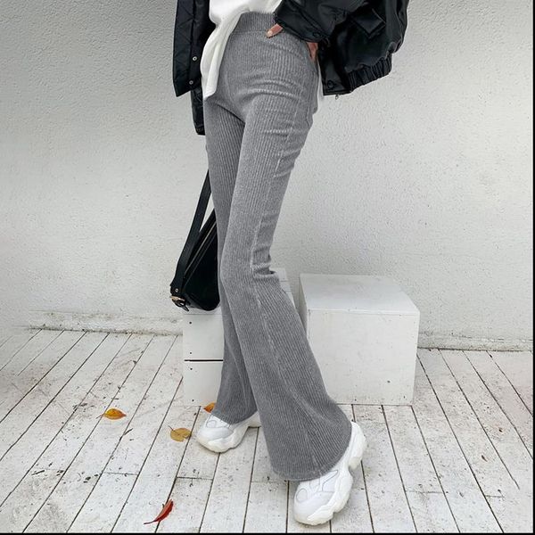 

solid y2k corduroy flare women pants casual fall winter harajuku long stretch high waist trousers sweatpants capri, Black;white