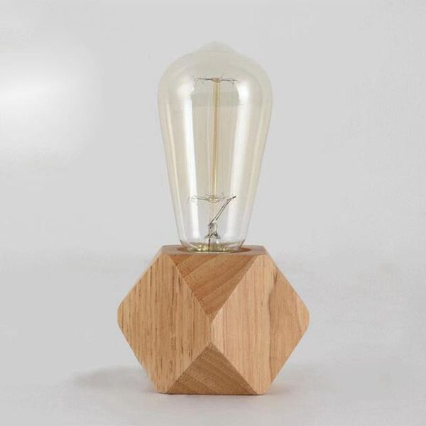 

table lamps modern lamp e27 wooden desk diamond bedside for home/bedroom/living room decor eu-plug base