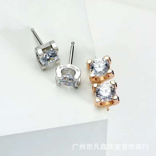 

hbp single diamond horn earrings women's 925 sterling silver high carbon diamond, Golden