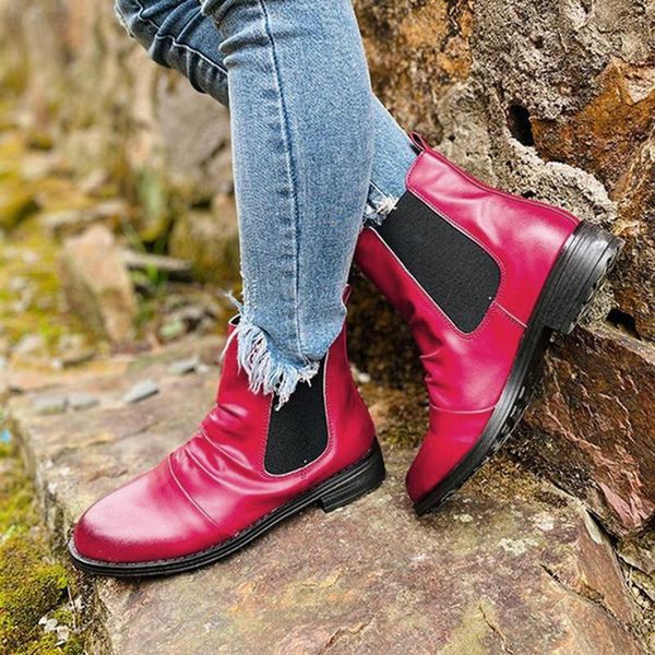 

boots women's winter fashion slip on ladies outdoor vintage square heels shoes thick-soled plus velvet short snow warm#g, Black