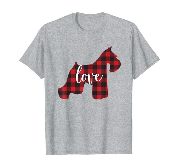 

buffalo plaid schnauzer mom love t-shirt, White;black