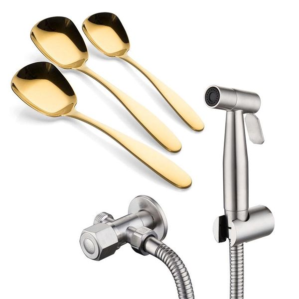 

spoons stainless steel toilet hand held bidet faucet sprayer with 3 pcs flat