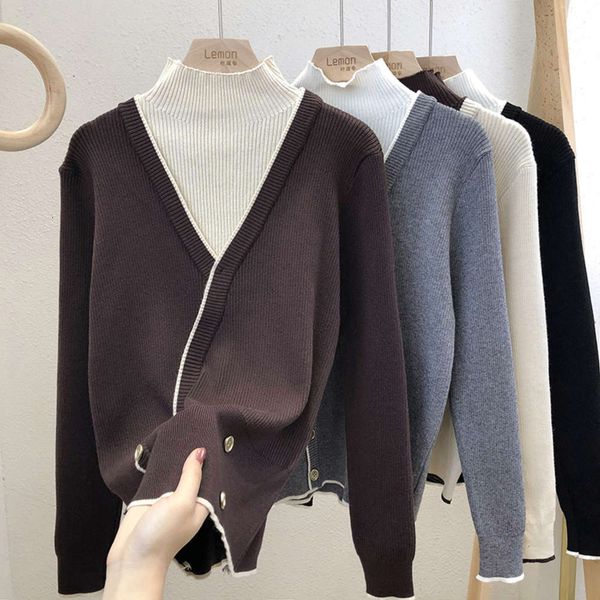 

fake sweater women's thickened half high collar and two-piece luxury, White;black