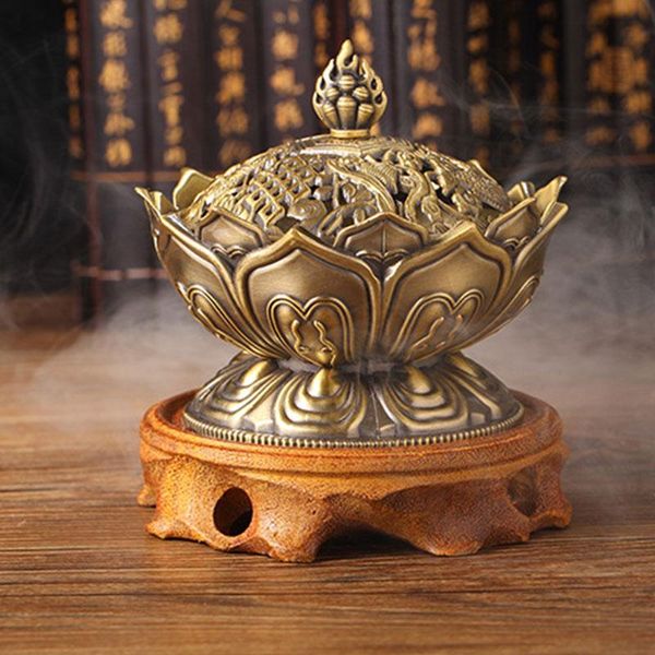 

fragrance lamps home decor incense burner lotus designed bronze craft buddhism tibetan alloy tools religion & spirituality tool collectibles