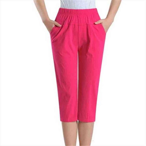 

women 100% cotton capris female summer womens high waist pants woman candy color straight calf-length pants plus size, Black;white