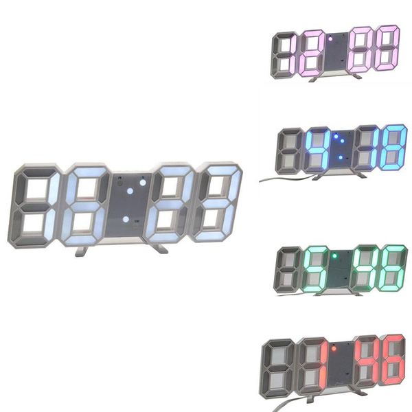 

digital electronic clock led table clock brightness adjustable alarm fashion wall hanging usb wall