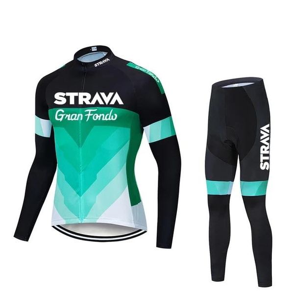 

strava - men long sleeve cycling jersey set mountain bike clothing uniform 2021, Black;blue