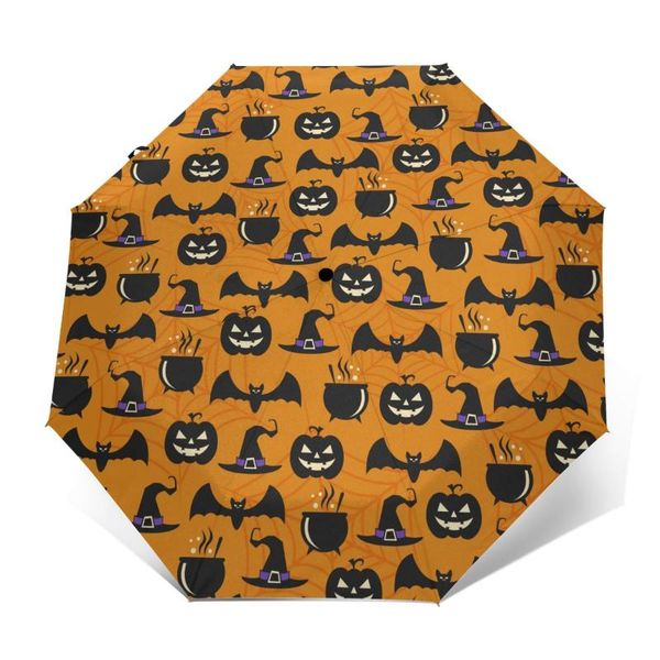

umbrellas automatic umbrella halloween elements three-fold women men rain
