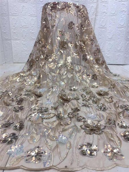

ribbon latest bridal lace nigerian 2021 african 3d applique flower with sequins fabric for wedding dress nx100s, Pink;blue
