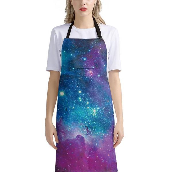 

galaxy sky design apron black lace kitchen men apron adjustable anti-oil cooking bibs for women horse cleaning tools