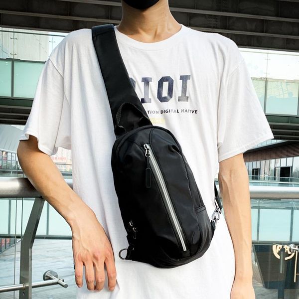 

waist bags chest bag black reflective strip street trend fashion sports student small japanese shoulder messenger
