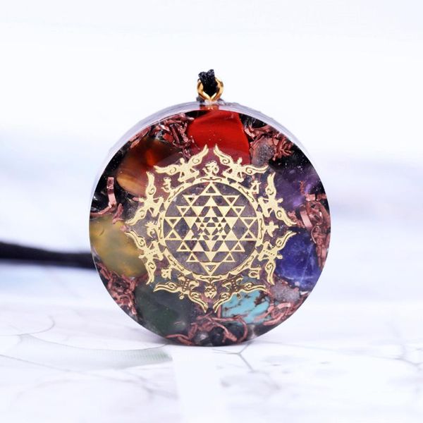 

orgone necklace chakra with crystal orgonite pendant emf protection red copper shavings orgone healing reiki necklace jewelry, Silver