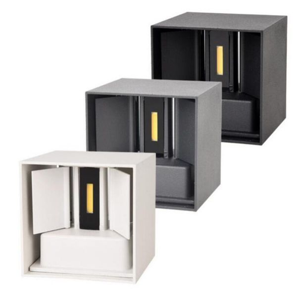 

9w 12w dimmable cob modern brief cube adjustable surface mounted led wall lamp outdoor waterproof wall light garden light sconce
