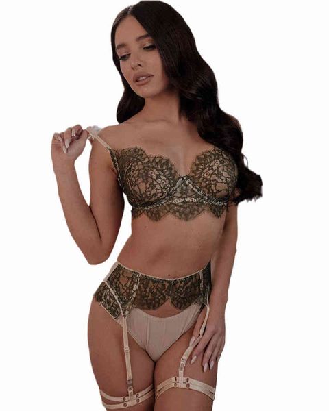 

underwear set fashion designer luxury 's three-point mesh with steel ring perspective interest, Black;white