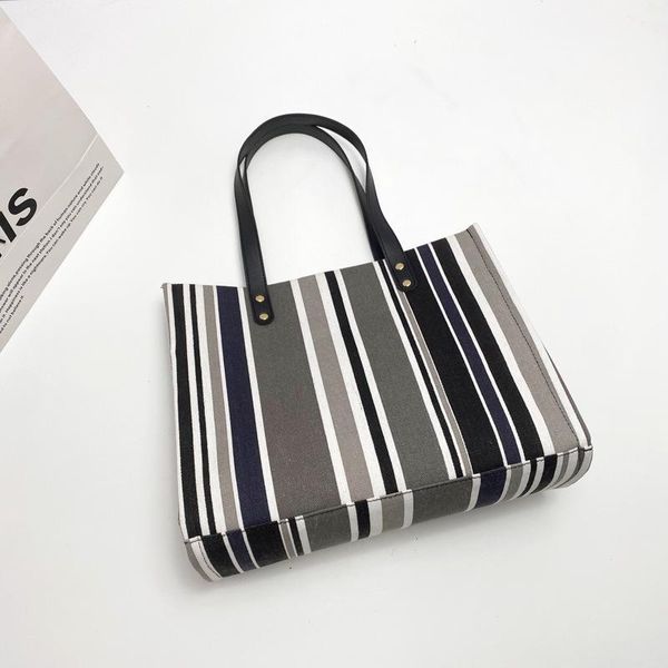 

evening bags fashion striped simple women's handbags summer 2021 retro large capacity canvas tote bag single shoulder