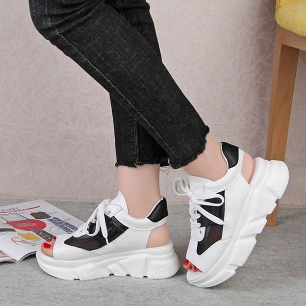 

women sandals summer shoes platform sandalias mujer ladies flat woman summer shoes chunky sandales femme, Black