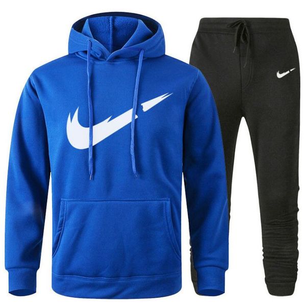 

2pcs/set men's sportswear sets 2021 autumn winter white hooded thick male casual tracksuit men fashion sweatshirt + sweatpants se 3xl, Gray