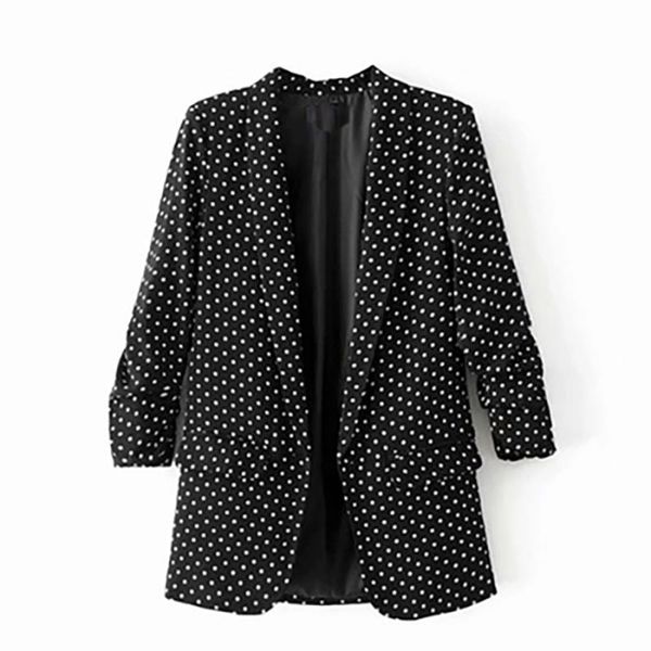 

women's suits & blazers three quarter sleeve blazer women slim fit harajuku black animal print office wear chaqueta mujer coat 2021 50x, White;black