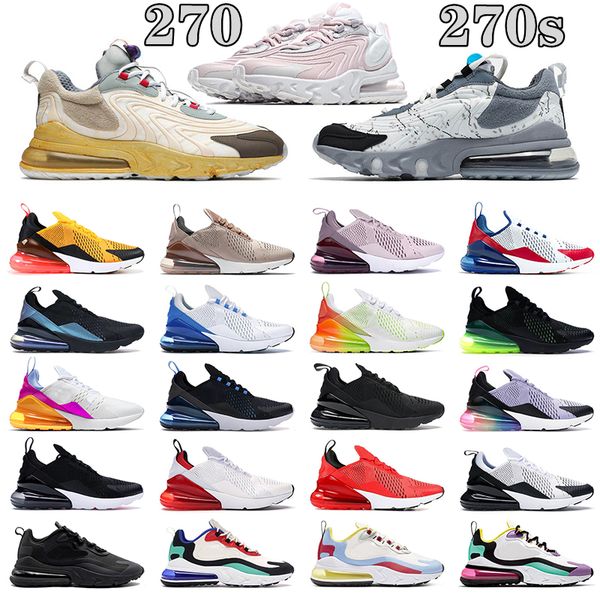 

270 men women running shoes 270s chaussures triple black white barely rose usa volt orange man woman trainers outdoor sports sneakers size 3