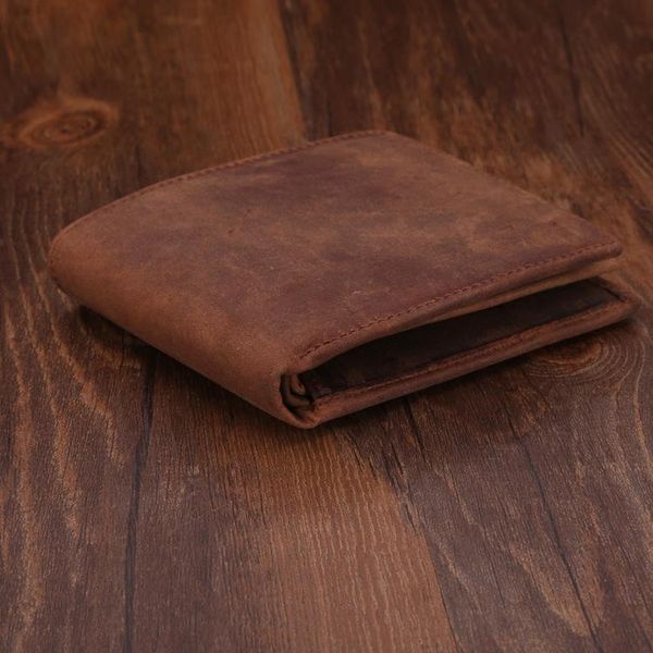 

wallets 2021 retro leather men's short wallet crazy horse man's, Red;black