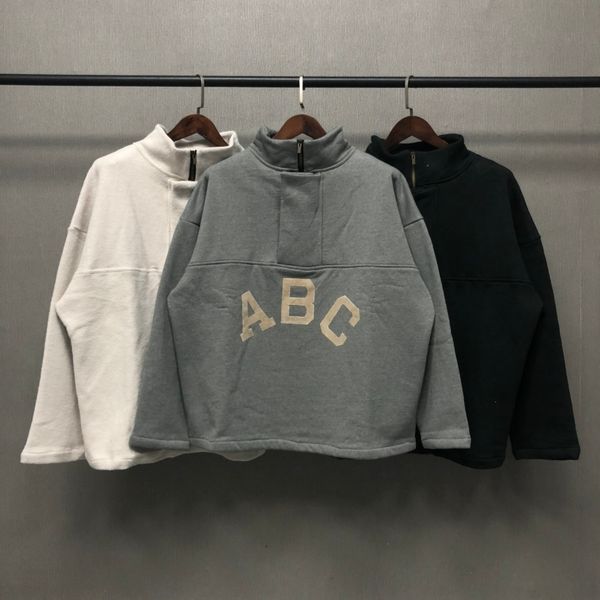 

men's casual shirts essentials 7th collection turtleneck hoodies men hiphop sweatshirt pullover quality streetwear hoodie abc print swe, White;black