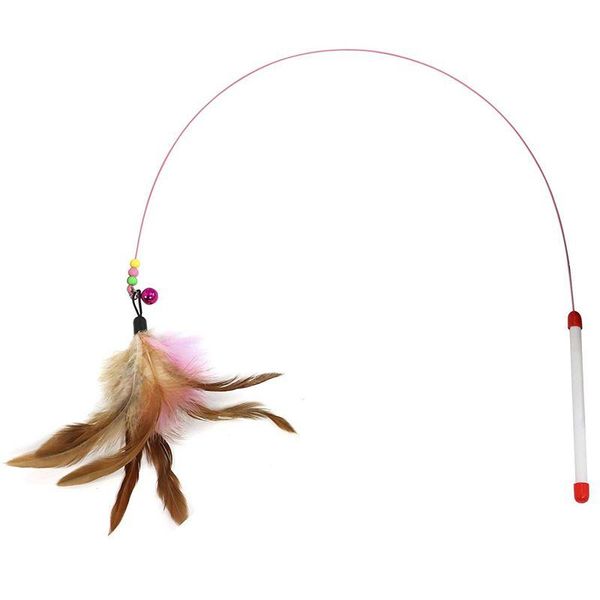 

cat toys cats bouncy rod with bell and feathers 36in - playing for