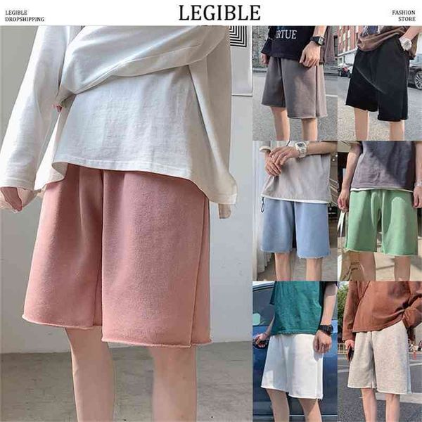 

legible beach shorts men summer solid casual short loose drawstring hip hop korean 210806, White;black