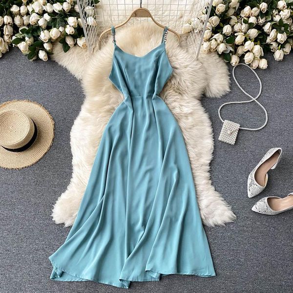 

casual dresses singreiny women backless strap dress v neck sleeveless a-line party summer off shoulder holiday beach long sundress, Black;gray