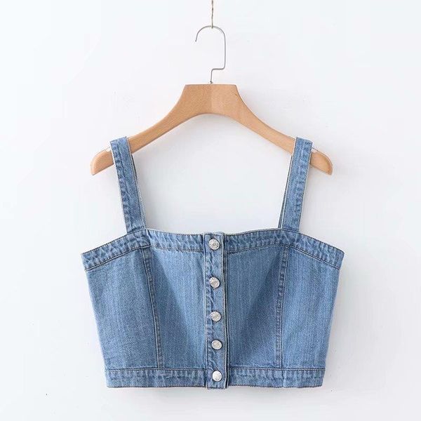 

xd28 1729 european and american fashion style single row button collar jeans sling jacket 0217 drop shipping good quality, White