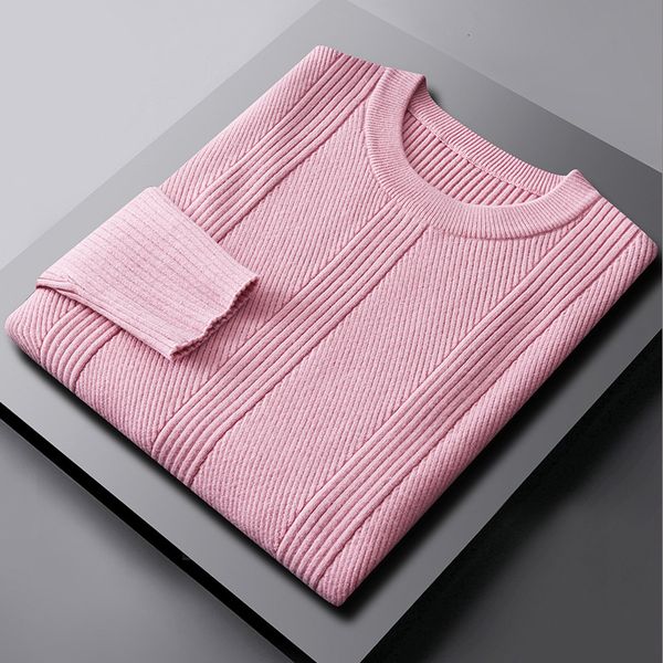

sweater knit pusite autumn and winter round neck t shirt men's trend base coat simple fashion top, White;black