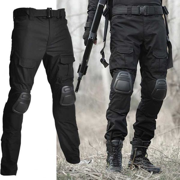 

2021 cargo tactical pants cotton casual camouflage trousers men pantalon army tactical sweatpants, Camo;black