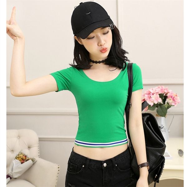 

short t-shirt woman leaky umbilical coat exposed umbilical cord 210315, White
