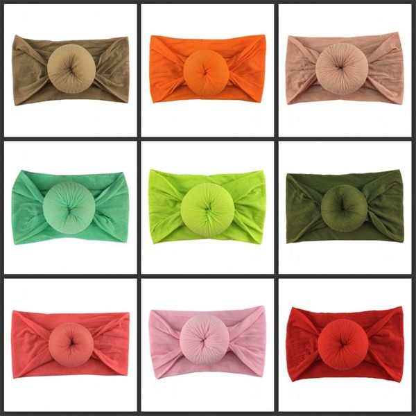 

baby girl donut hai band soft stretchy nylon turban headbands fashion doughnut headwrap bandanas boutique kids girls hair accessories 89 y2, Slivery;white