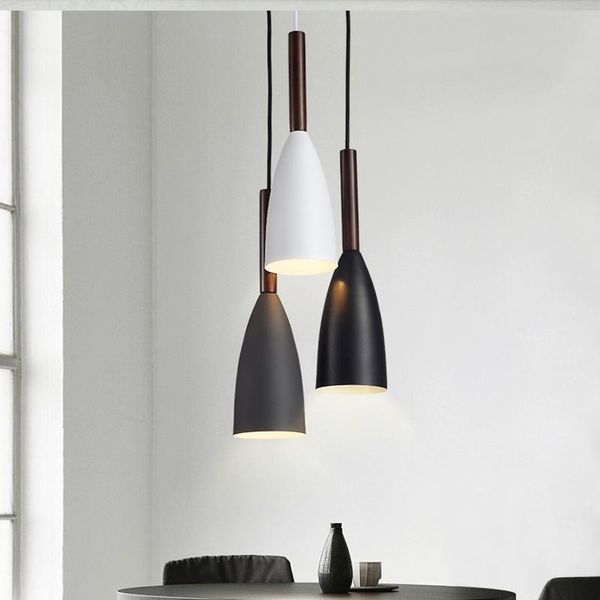 

pendant lamps moderne minimalistische e27 hanglampen bar cafe restaurant decor hout aluminium opknoping lamp verlichting armatuur