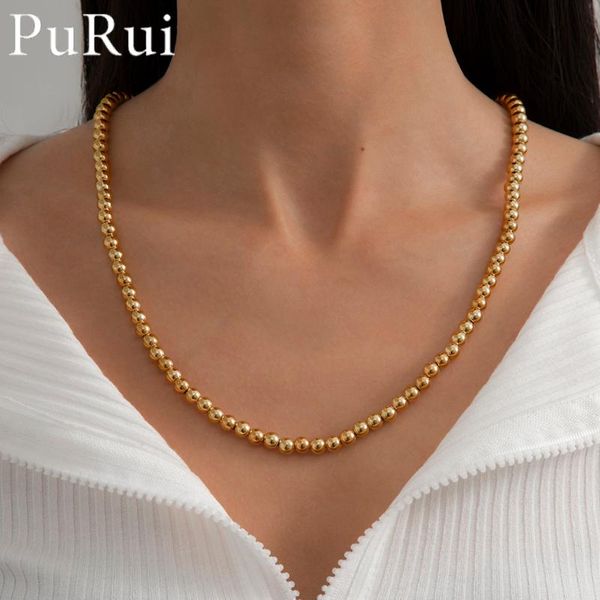 

chokers punk rock ball bead chain choker necklaces for women men hip hop ccb acrylic necklace streetwear on the neck rapper jewelr, Golden;silver