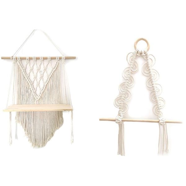 

tapestries 2 pcs decor toilet paper stand roll macrame storage rack tapestry wall hanging hand-woven rope