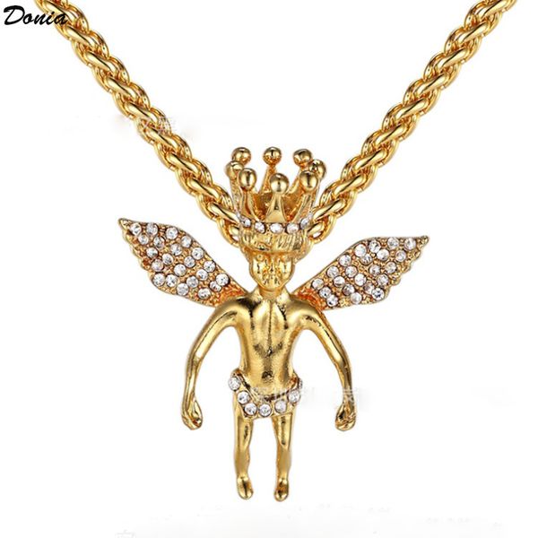 

donia jewelry european and american fashion angel necklace fashion accessories luxury birthday christmas gift sweater necklace, Golden;silver