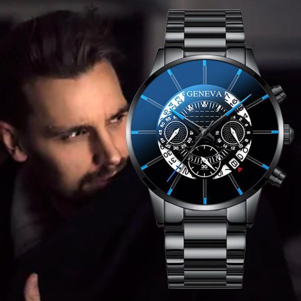 

wristwatches geneva brand men's quartz watch european and american design fashion casual stainless steel calendar, Slivery;brown