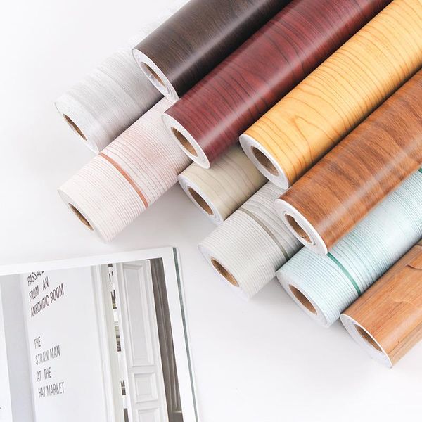 

wallpapers wood grain sticker waterproof bedroom wardrobe table door stickers old furniture renovation imitation