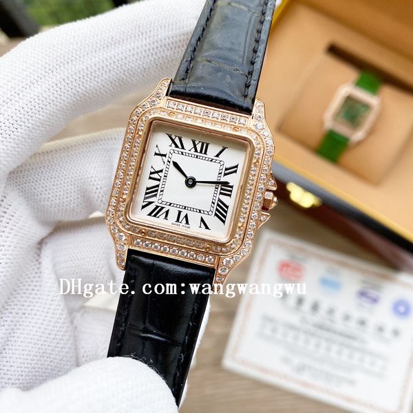 

2021 classic panthère de ladies watches full diamond santos quartz wristwatches cheetah tank rose gold womens watch d5018, Silver