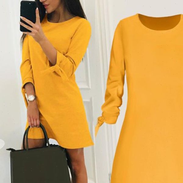 

fashion women o neck dress elegant female autumn winter long sleeve dresses simple casual solid loose mini dress plus size, Black;gray