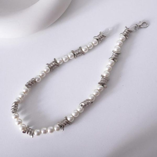 

chains silver color great shiny imitation pearl stylish necklace alloy jewelry fine workmanship for students