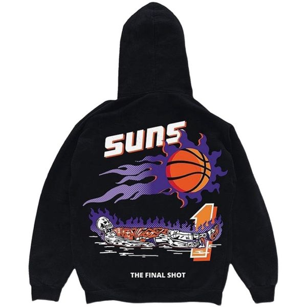 

warren high street suns basketball warm hooded hoodies lotas mens womens fashion streetwear pullover sweatshirts loose hoodies clothing, Black