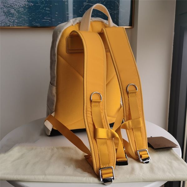 

design hand yellow and white canvas outdoor sports large capacity backpack student school bag