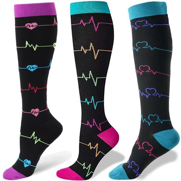 

men's socks wontive compression knee high men women sportrs running anti fatigue pain relief varicose veins stockings fashion, Black