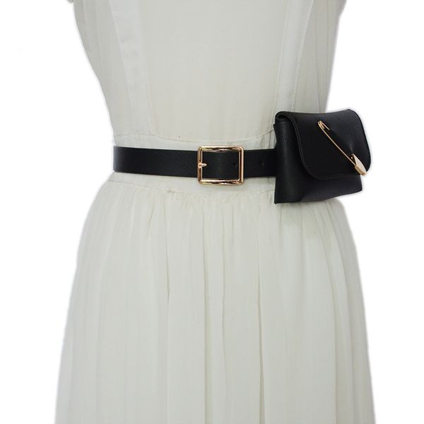 

new style women's leisure belt women's personality simple pin decoration waist bag with skirt coat, Black;brown