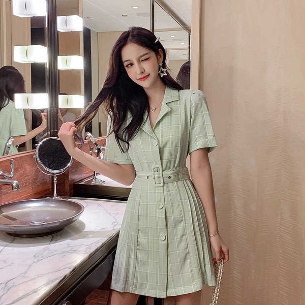 

frh little plaid drs women's college style 2021 summer small waist slim platycodon suit skirt, Black