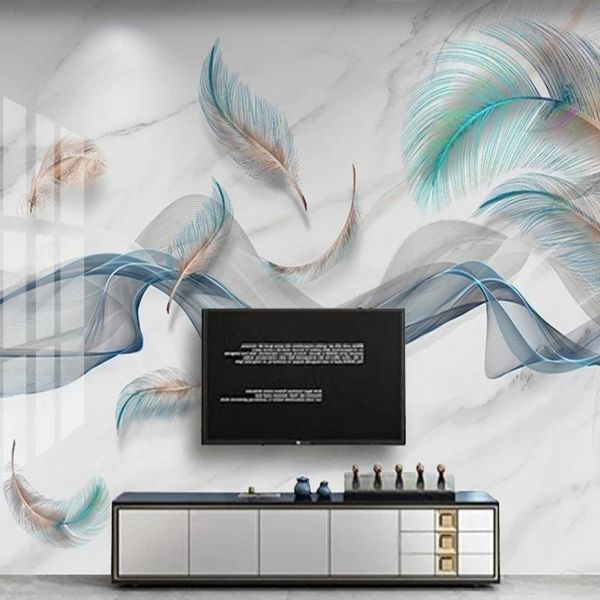 

wallpapers abstract modern custom mural po feather smoke line marble bedroom wallpaper designs smooth durable waterproof canvas papel 3d