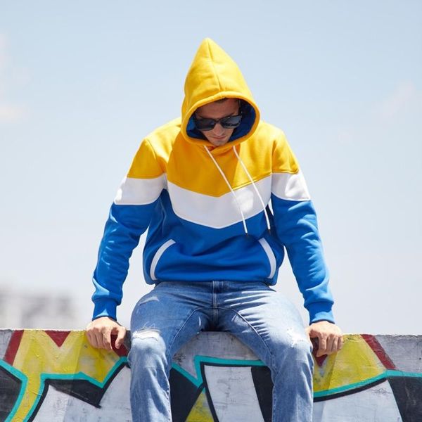 

men's hoodies & sweatshirts patchwork solid men 2021 hiphop winter basic loose casual style harajuku male blouse hoodie, Black